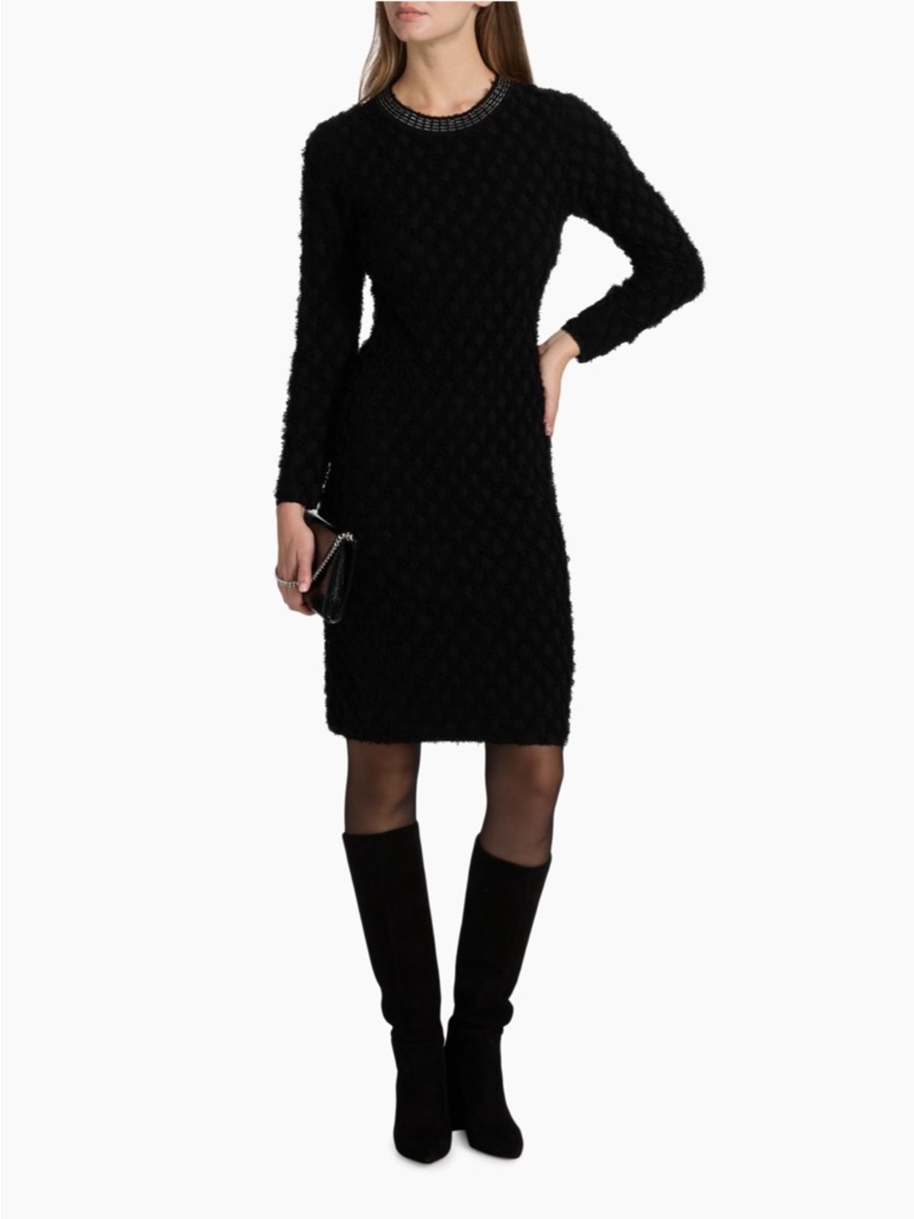 Kobi Halperin NWT
Apollo Embellished-Neck Sweater Minidress Sz XS